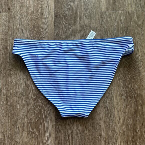 Aerie Blue & White Striped Bikini Bottom Small Low Rise Full Coverage - Picture 3 of 3
